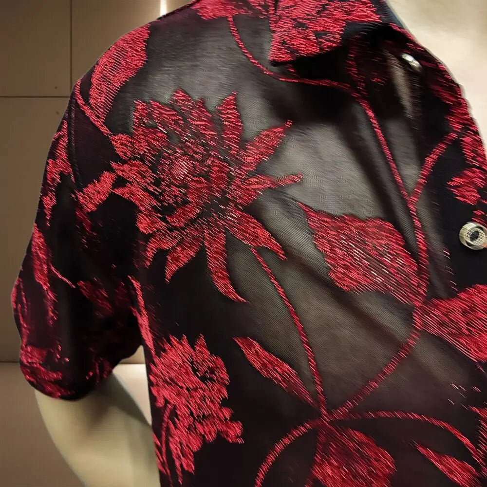 Floral Velvet See-Through Shirt