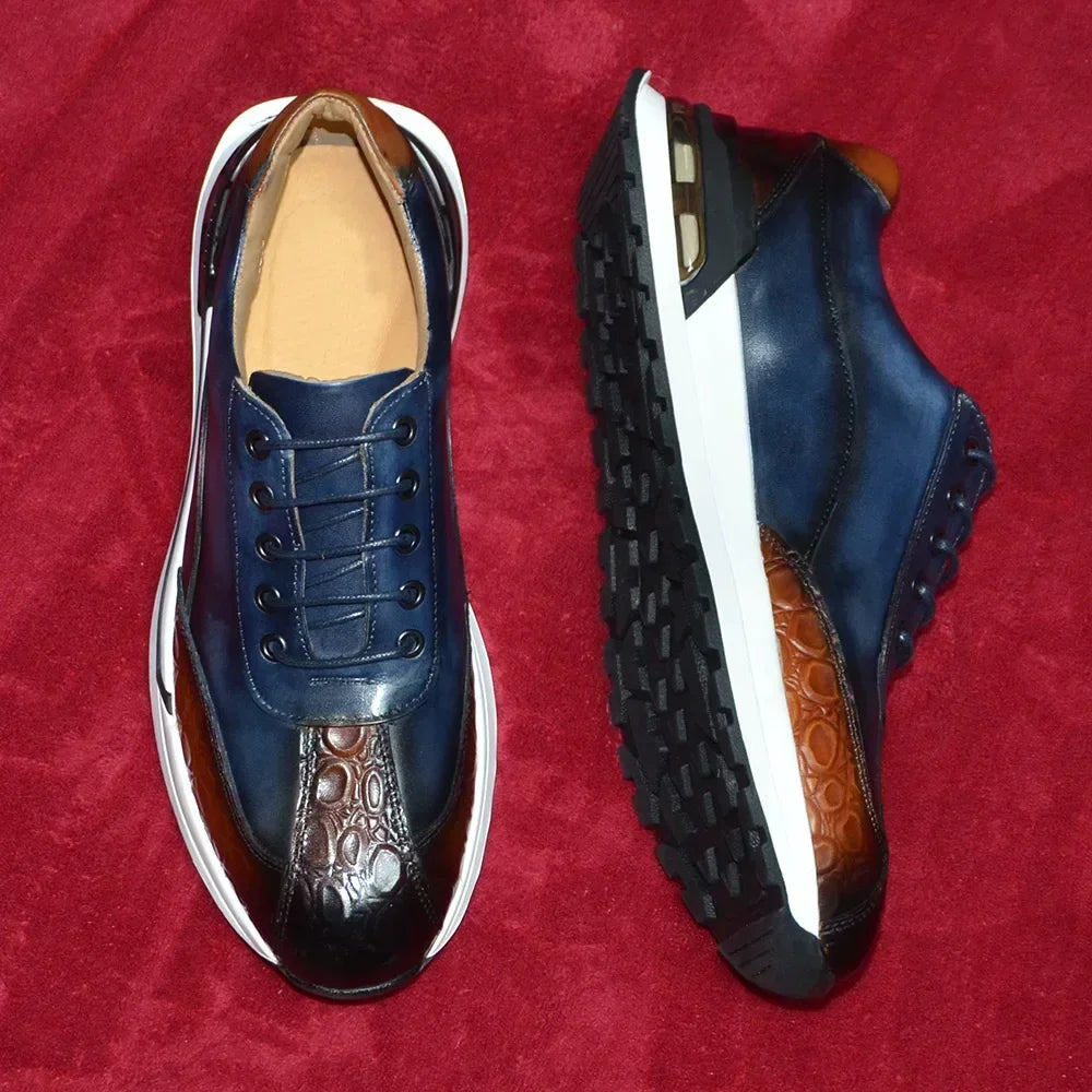 Double Color Crocodile Print Men's Shoes