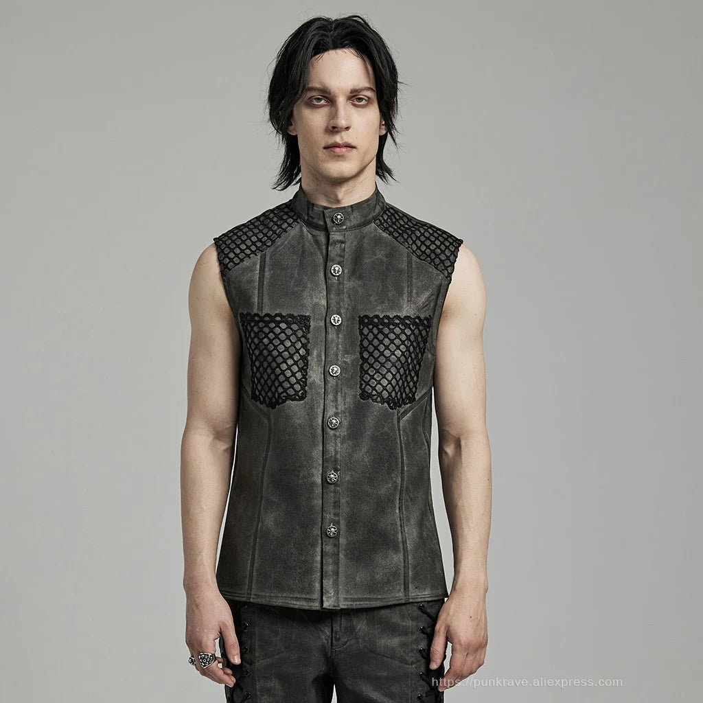 Black Punk Style Sleeveless Shirt