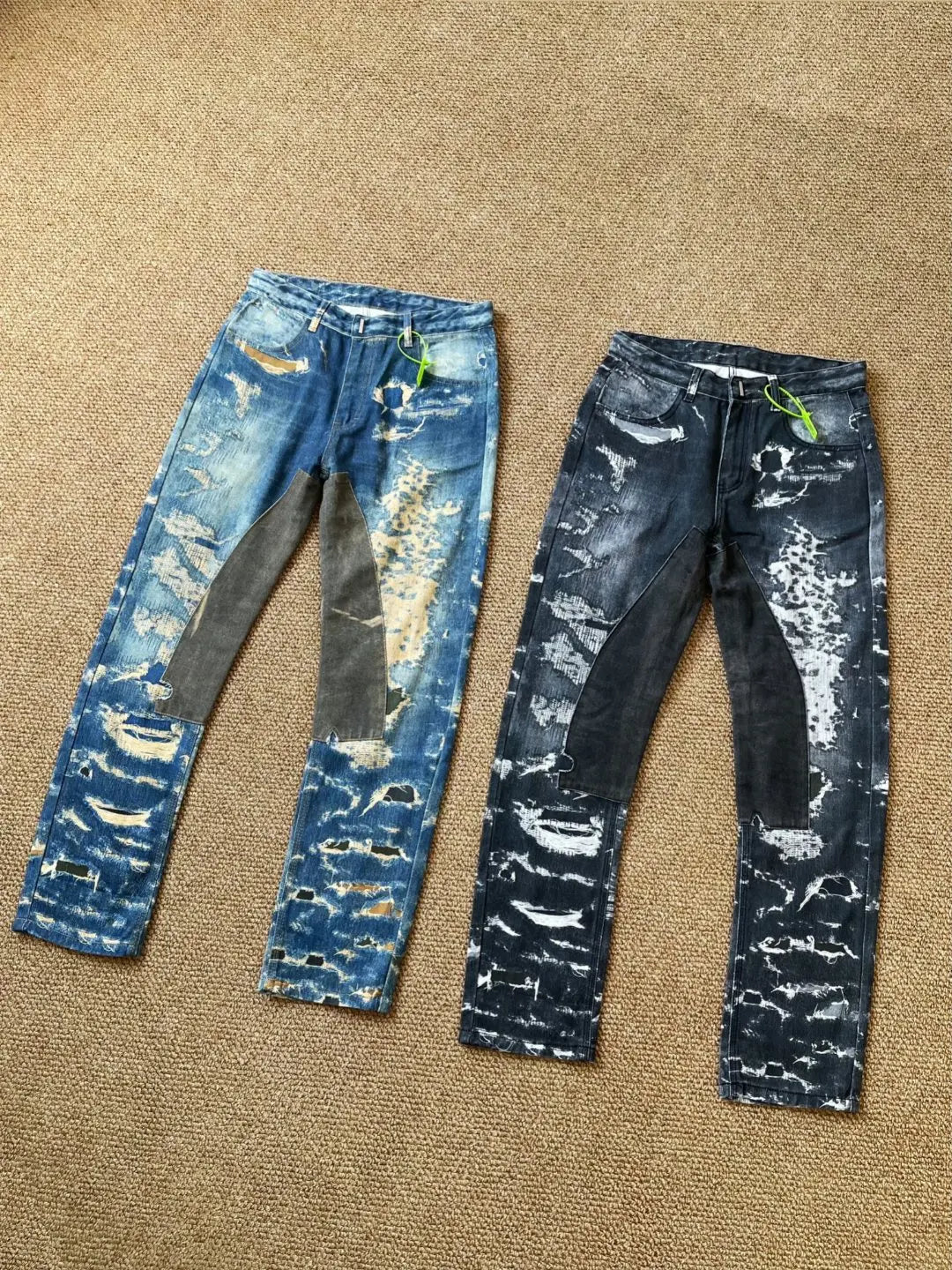 Distressed Washed Straight Denim Jeans