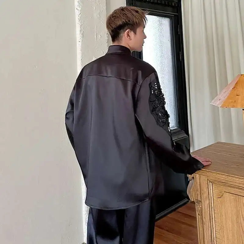 Sequin Patchwork Design Casual Shirt