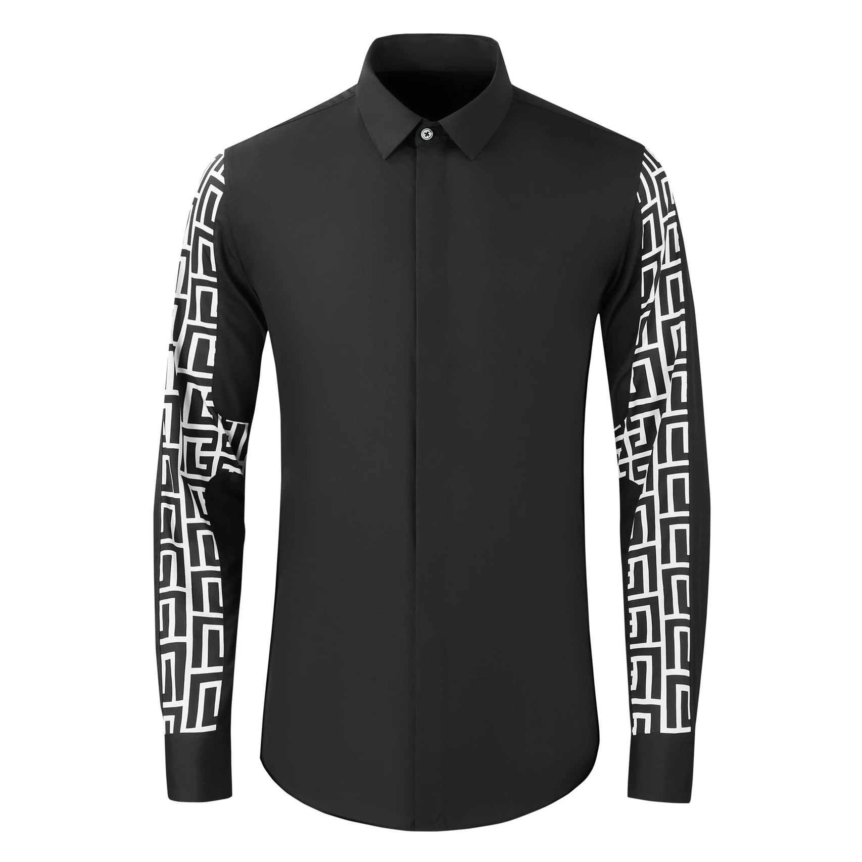 Geometric Long Sleeves Printed Shirt