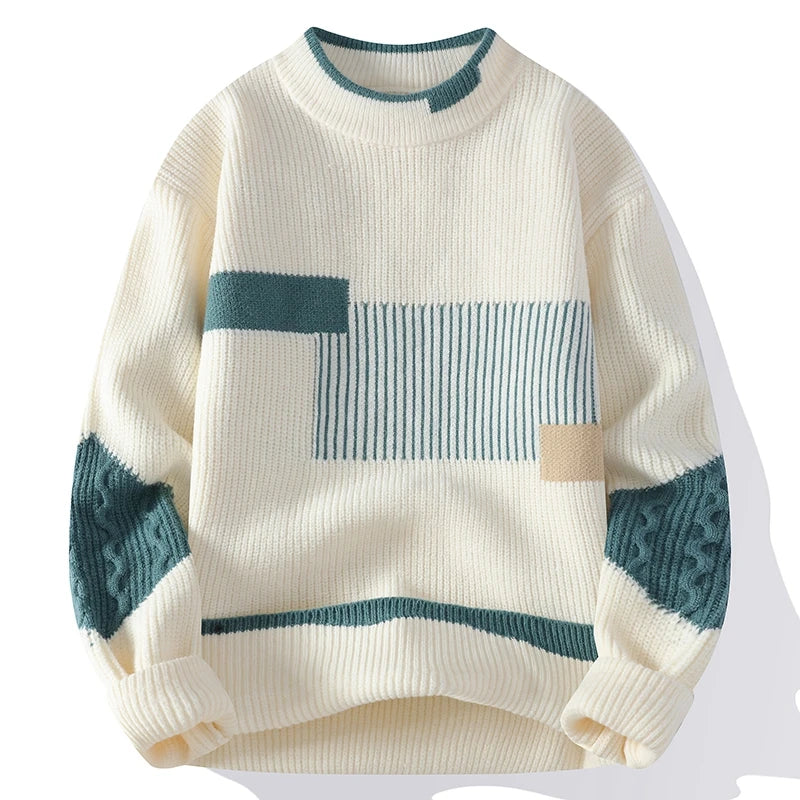 Multicolor O-Neck Knitted Fashion Sweater