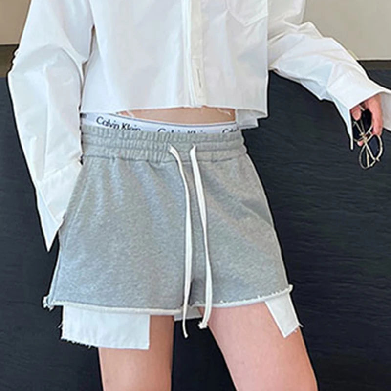 Casual Big Pockets Drawstring Shorts