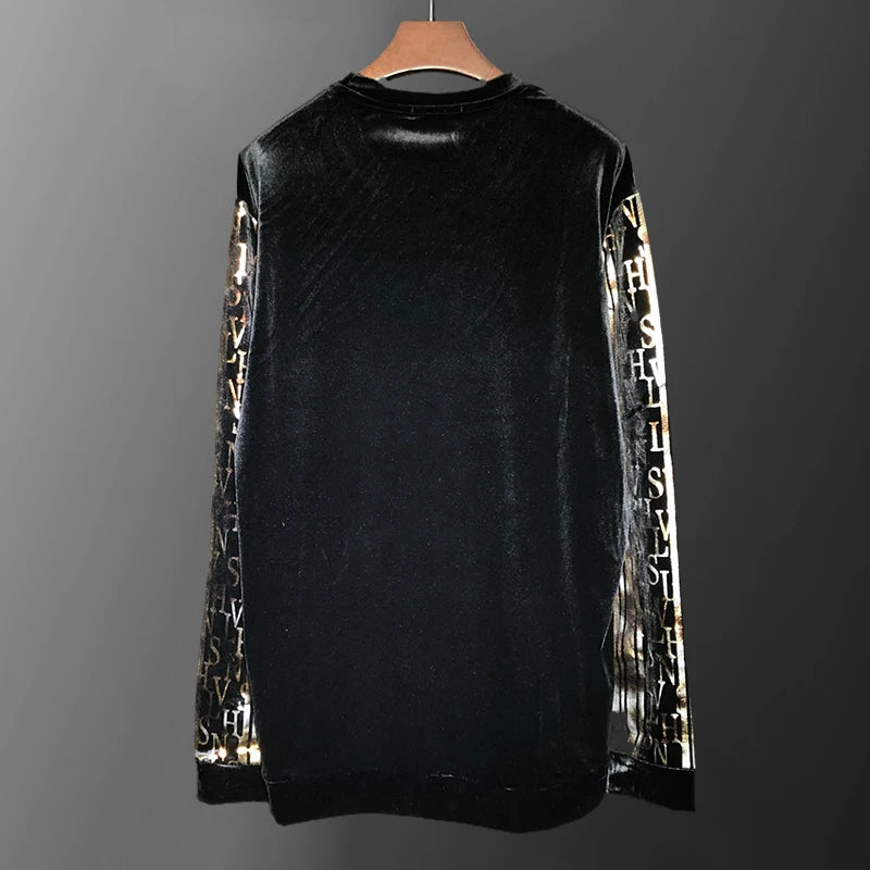 Black Golden Velvet Long Sleeve T-Shirt