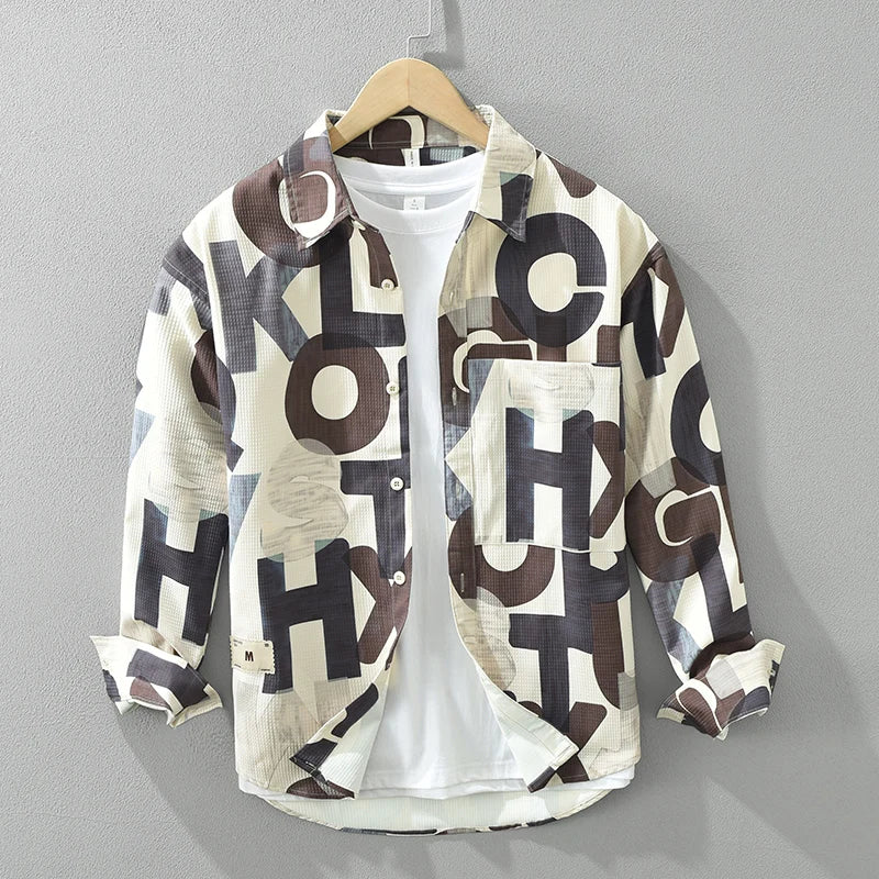 Long Sleeve Letter Printed Casual Shirt