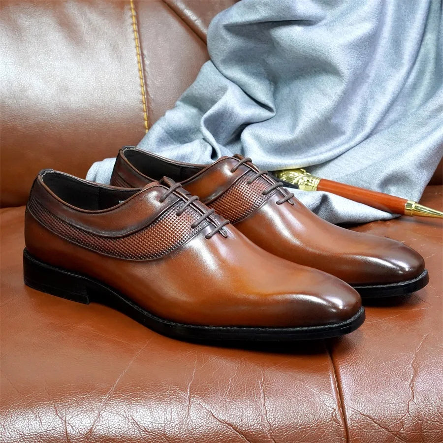 Lace-Up Genuine Leather Oxford Shoes