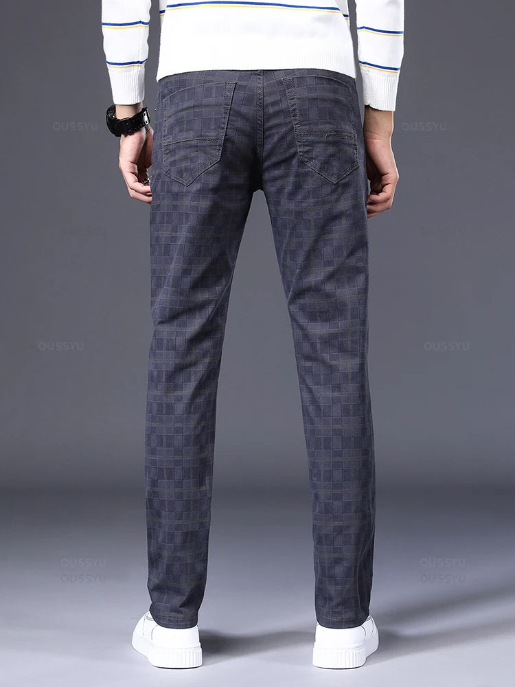 Classic Plaid Flat Front Trousers