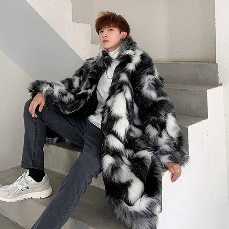 Loose Faux Fur Grey White Coat