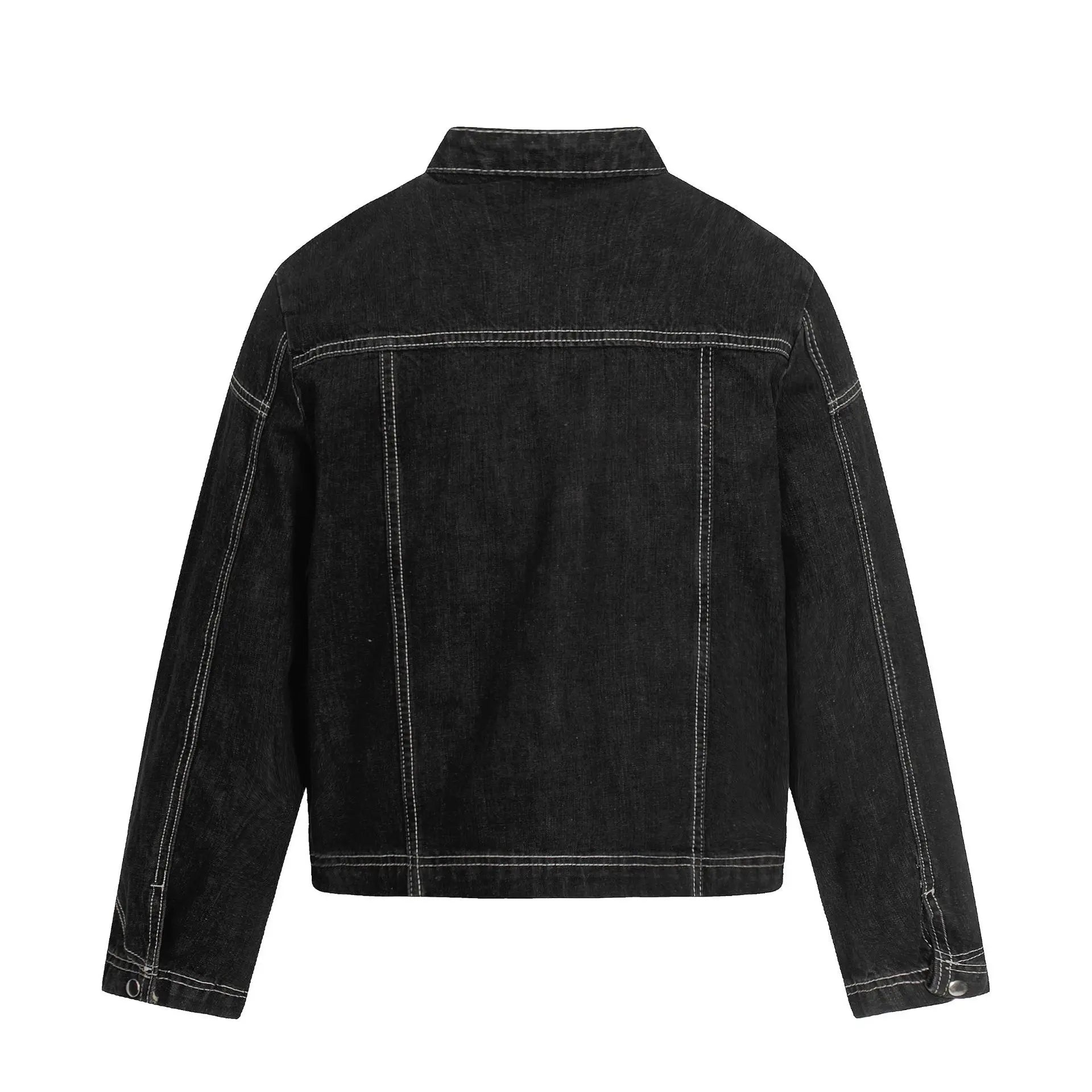 Metal Plane Buckle Denim Jacket