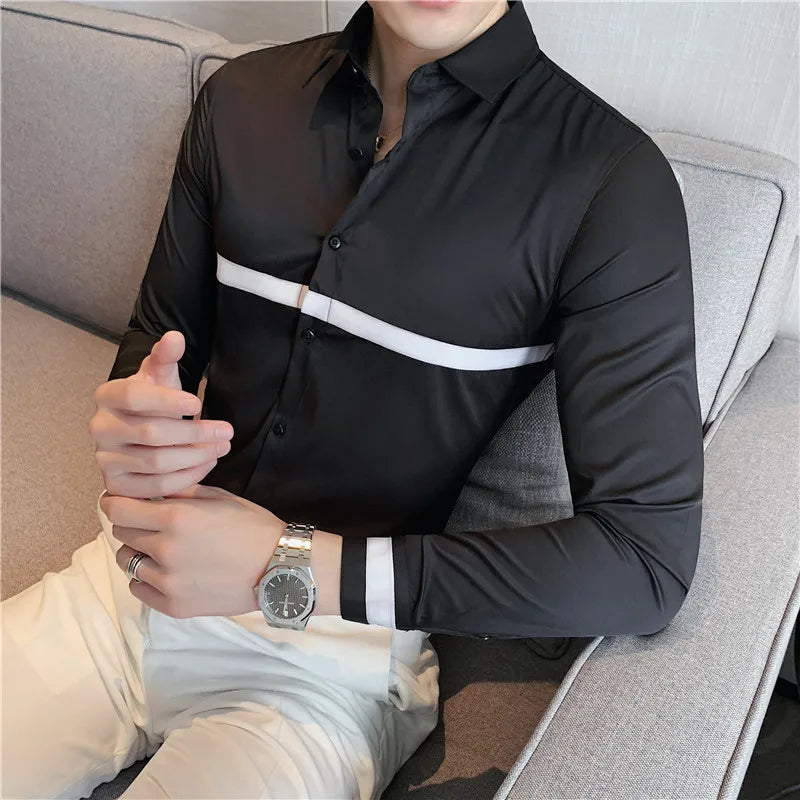 Solid Casual Single Line Slim Fit Shirt