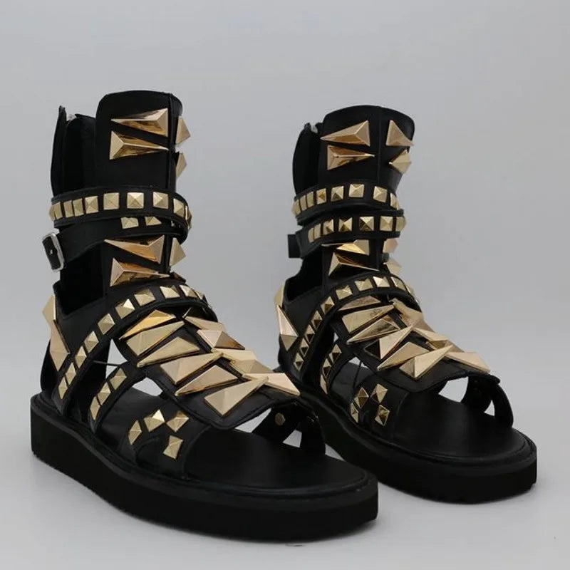 Hollow Platform Rivets Punk Gladiator Sandals