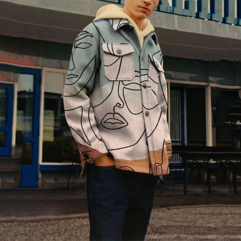 Casual Printed Pattern Men's Jacket