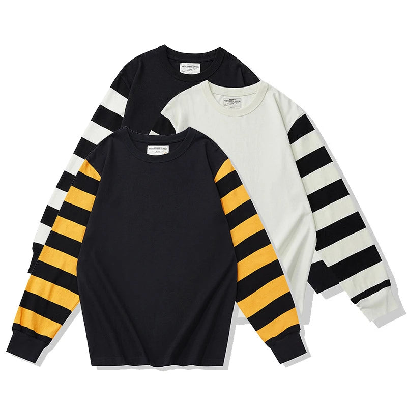 Fashion Stripe Sleeve Loose T-Shirt