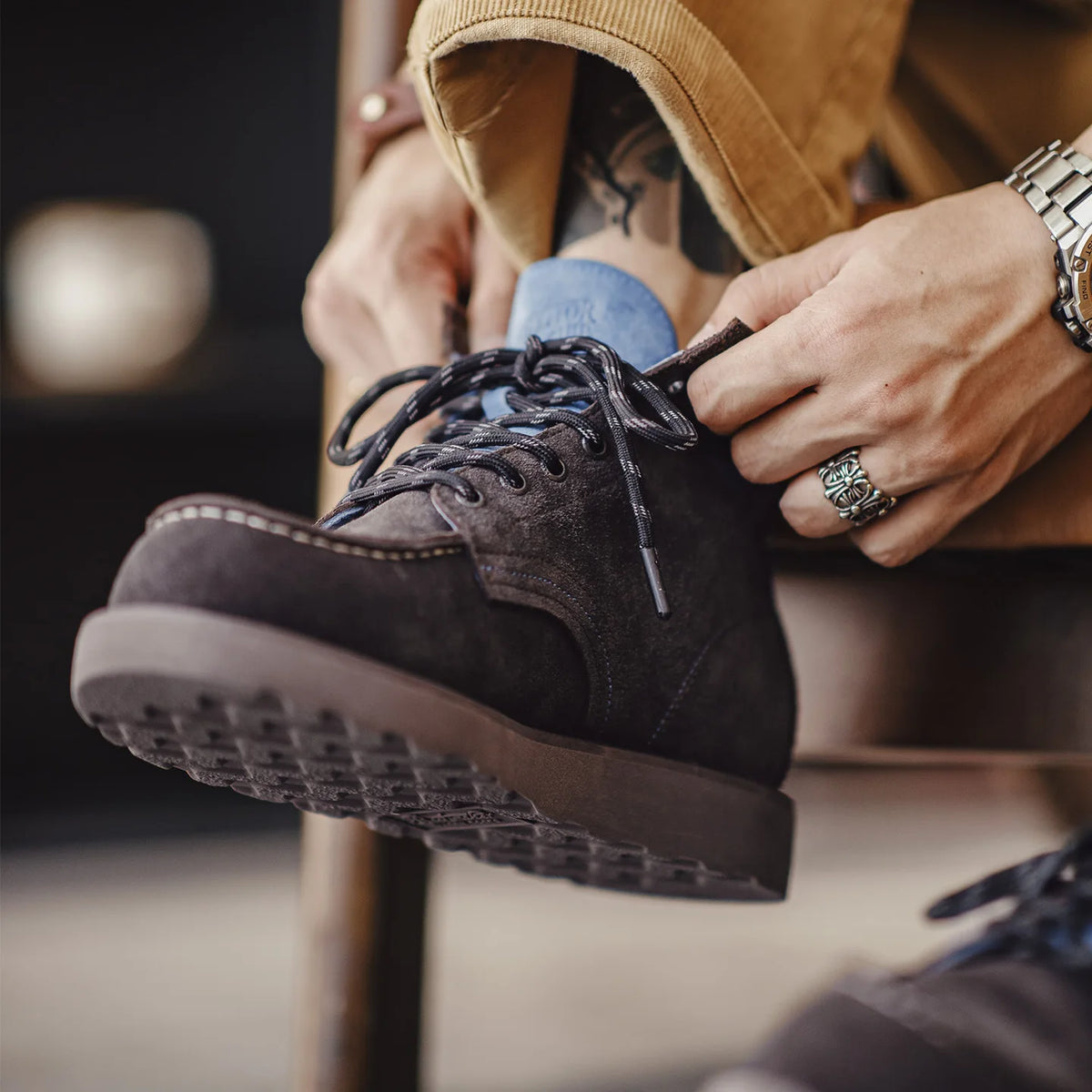 Retro Dark Brown Chunky Work Boots