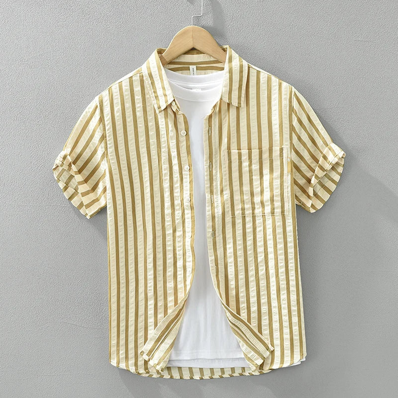 Fashion Striped Loose Short Sleeve Shirt