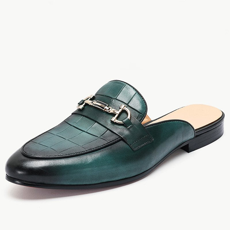 Croco-Prints Metal Appliques Mules Shoes