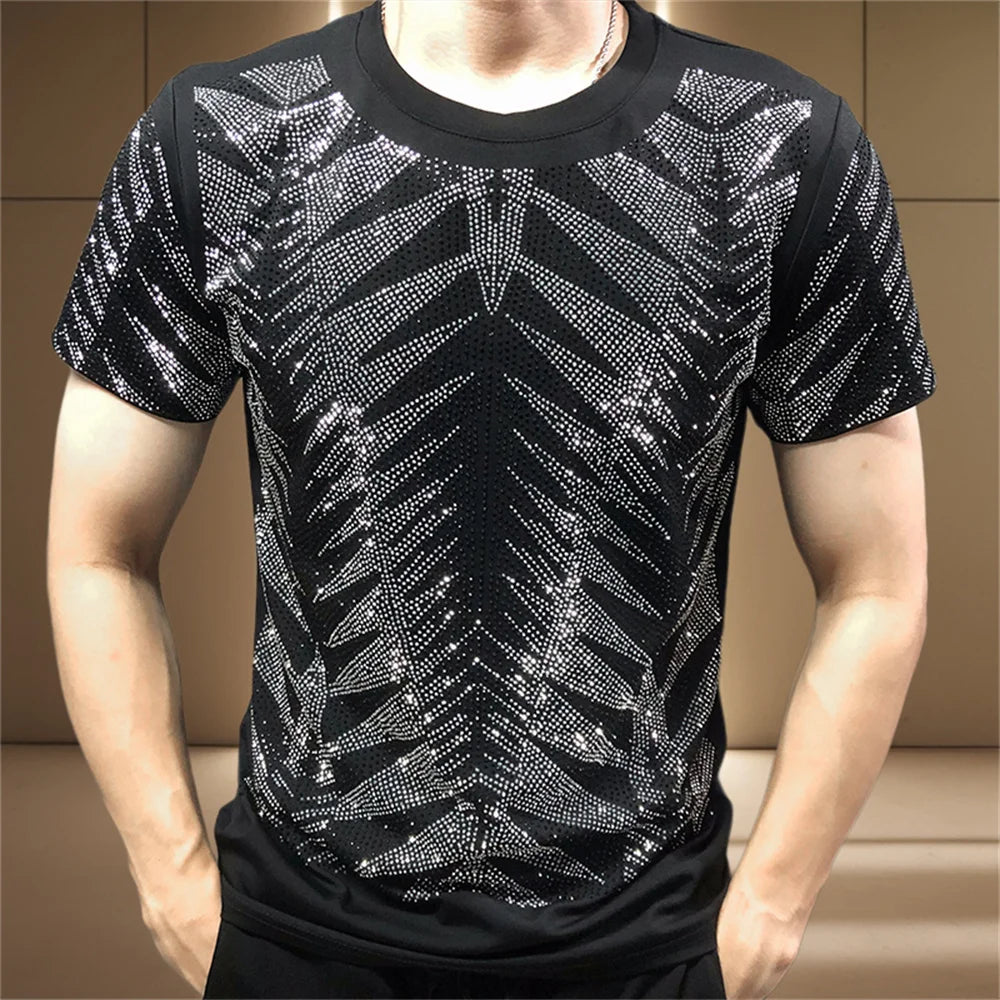 Broadcloth Fabric Rhinestone Design T-Shirt