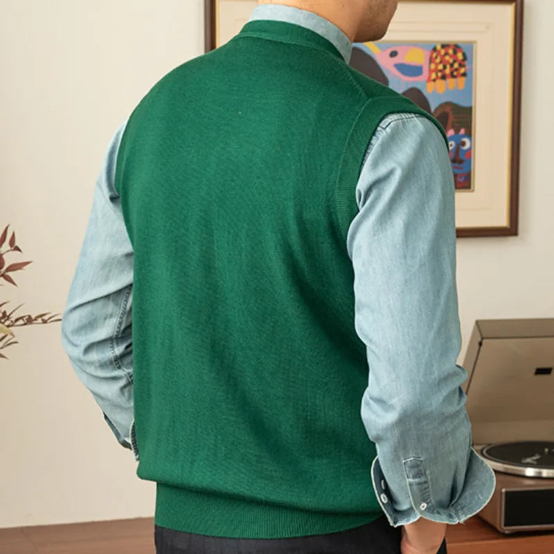 Knit Solid Single Button Vest