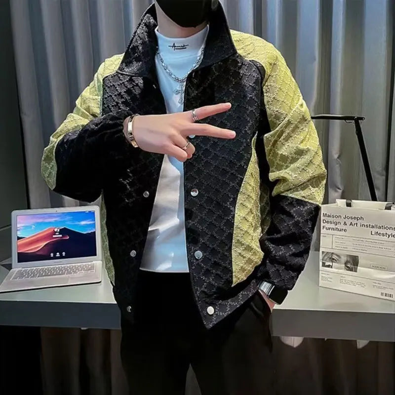 Contrasting Colors Spliced Polyester Jacket