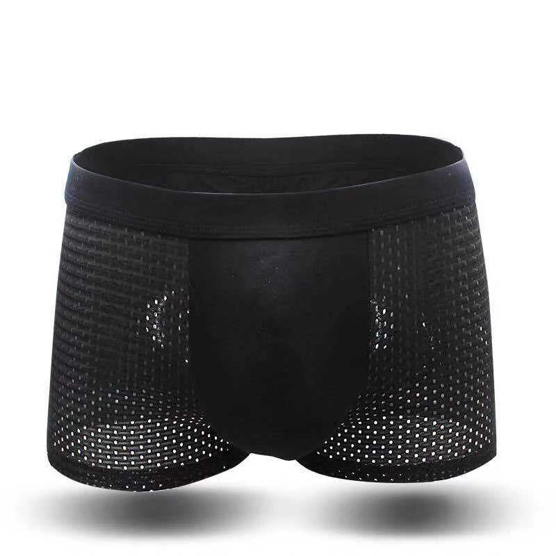 Solid Elastic Waist Nylon Mesh Boxer