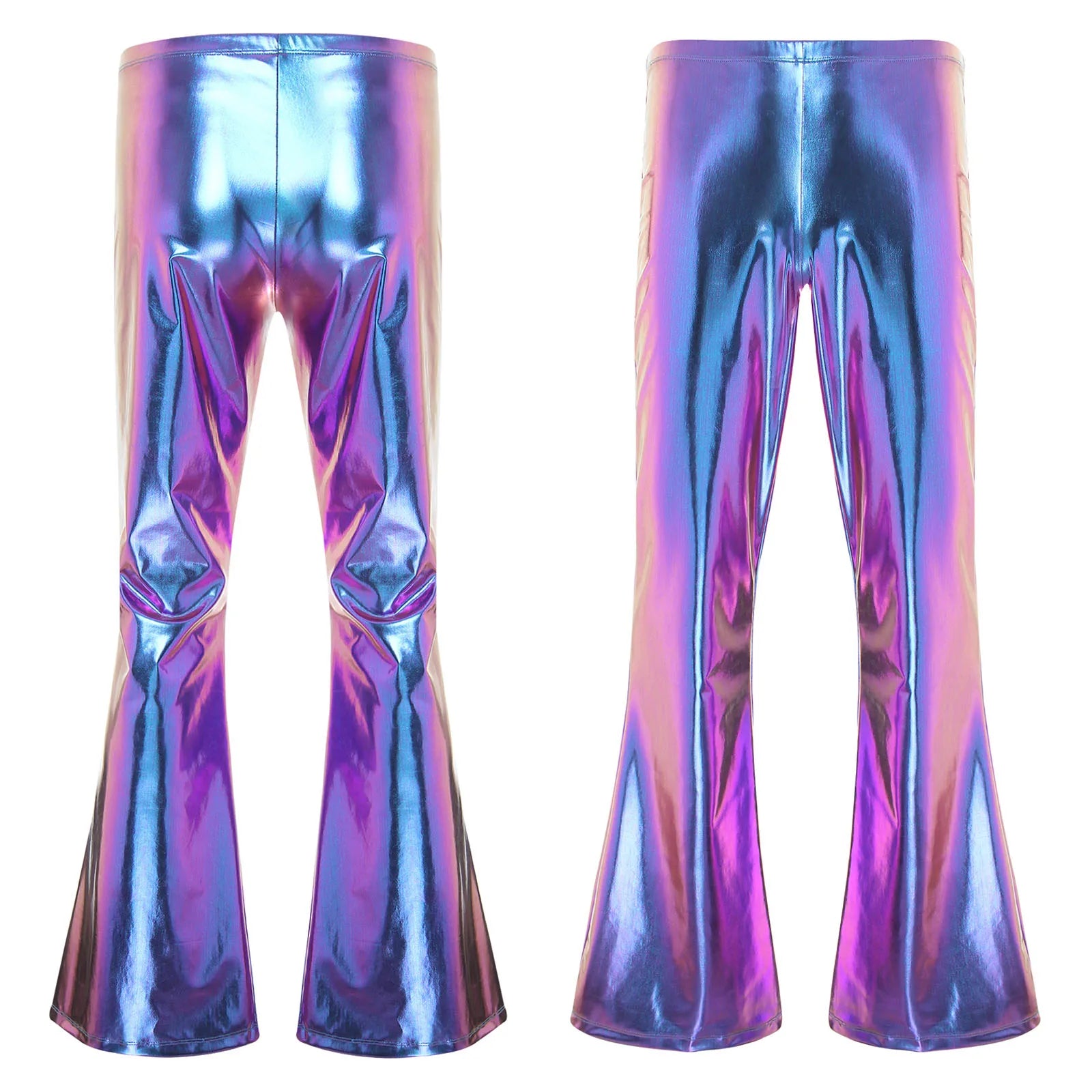 Shiny Metallic Disco Flare Pants