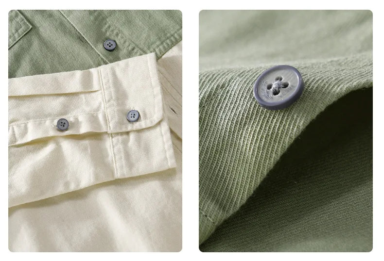 Three-Tone Color Cotton Shirt