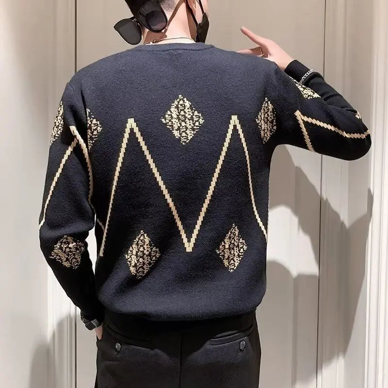 Jacquard Casual Knitted Men's Sweater