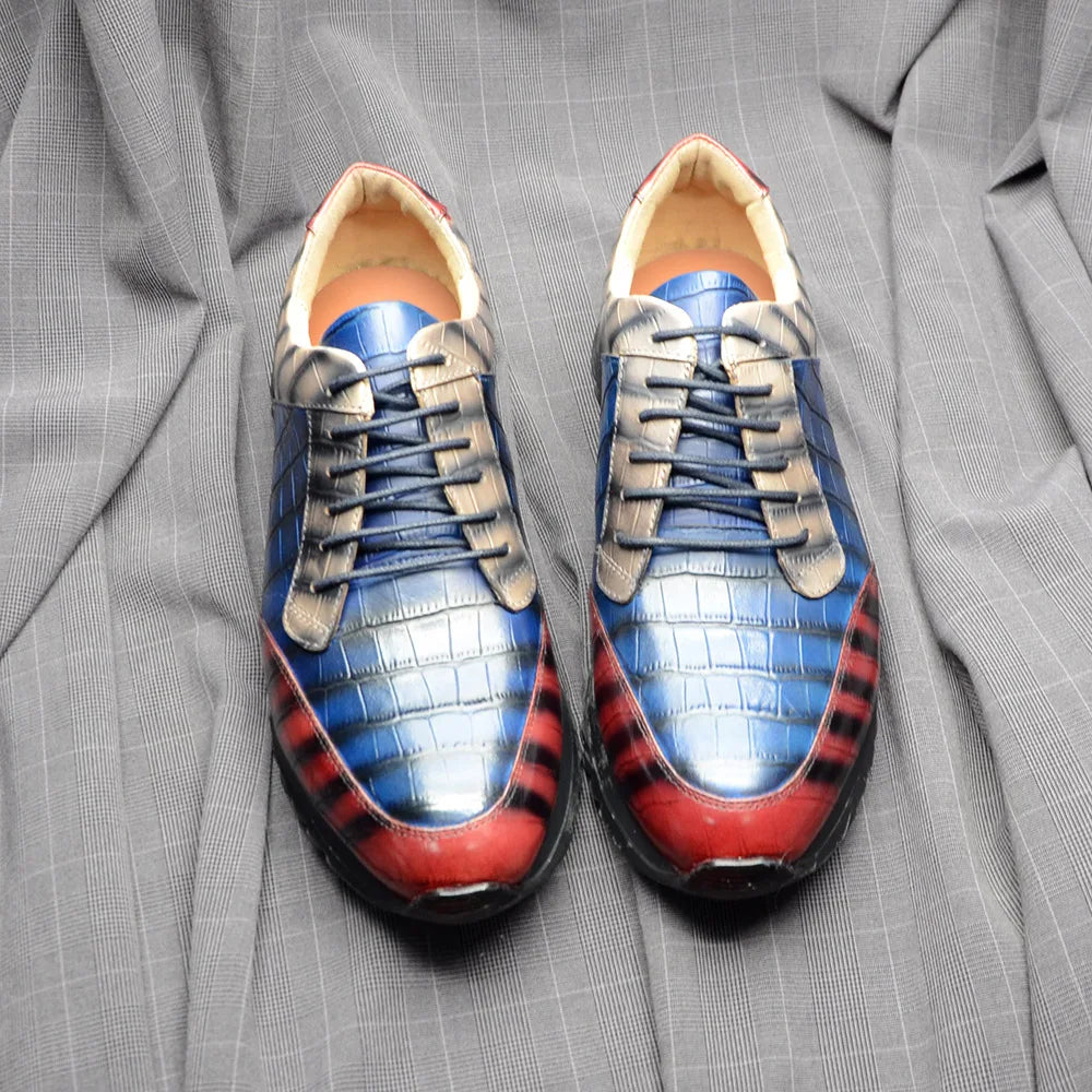 Crocodile Print Elegant Derby Shoes