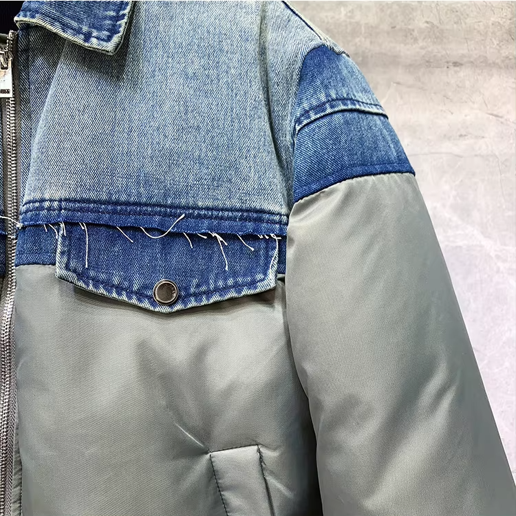 Fashion Thickened Denim Patchwork Jacket