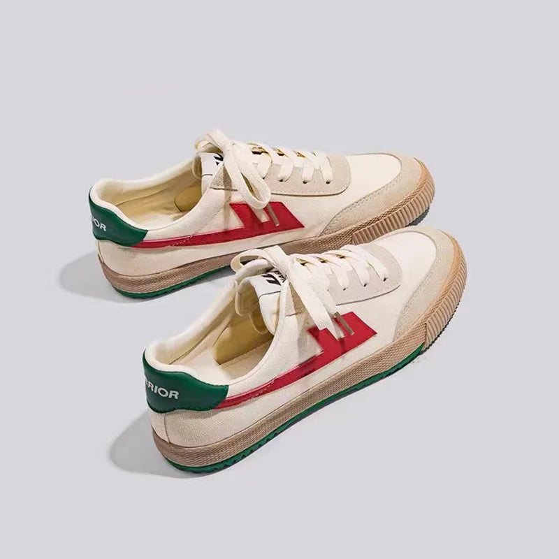 Flat Canvas Upper Lace-Up Sneakers