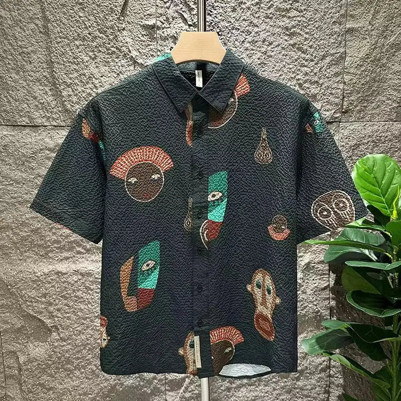 Solid Graphic Printed Loose Shirt