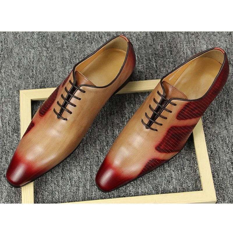 Brown Red Gradient Oxford Men's Shoes