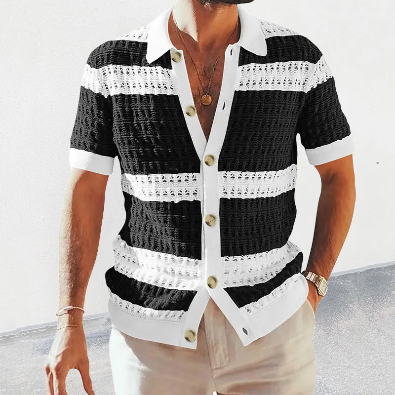 Casual Short Sleeve Knitted Shirt