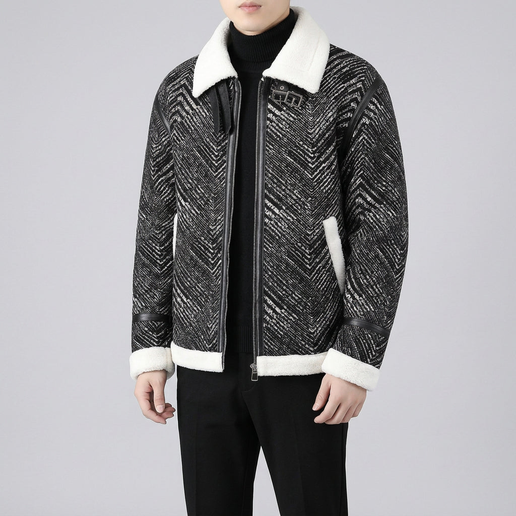 Black White Buckle Strap Jackets