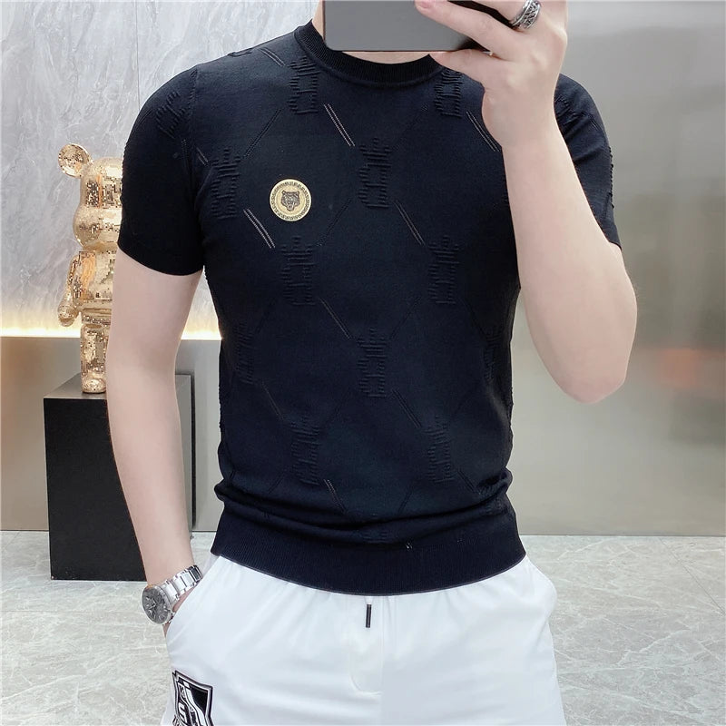 Tiger Patch Solid Letter Jacquard T-Shirt