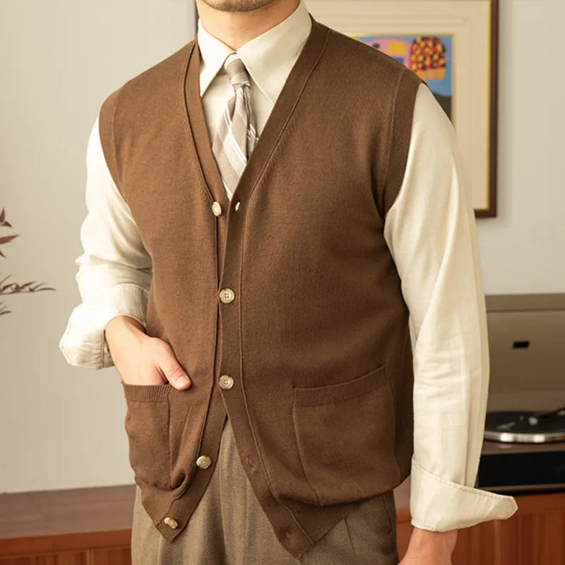 Knit Solid Single Button Vest