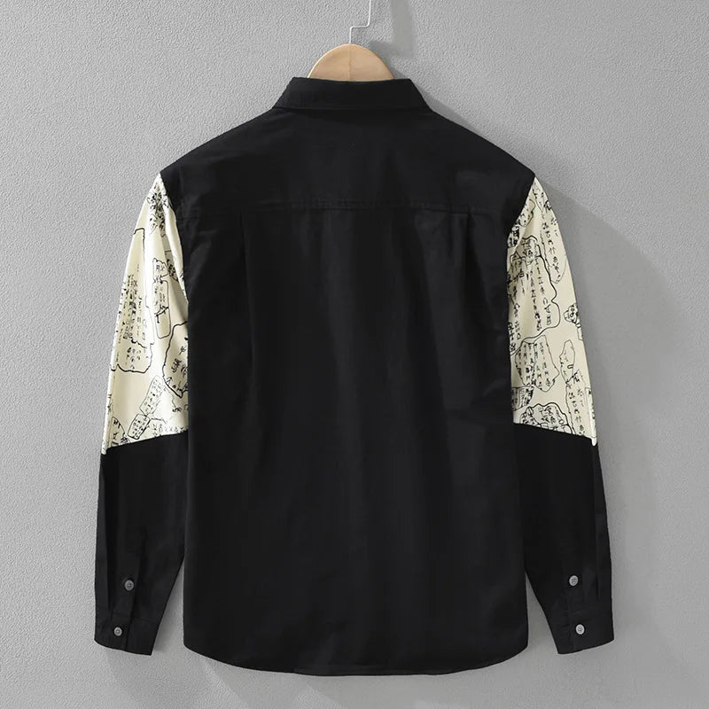 Geometric Patchwork Cotton Men's Shirt