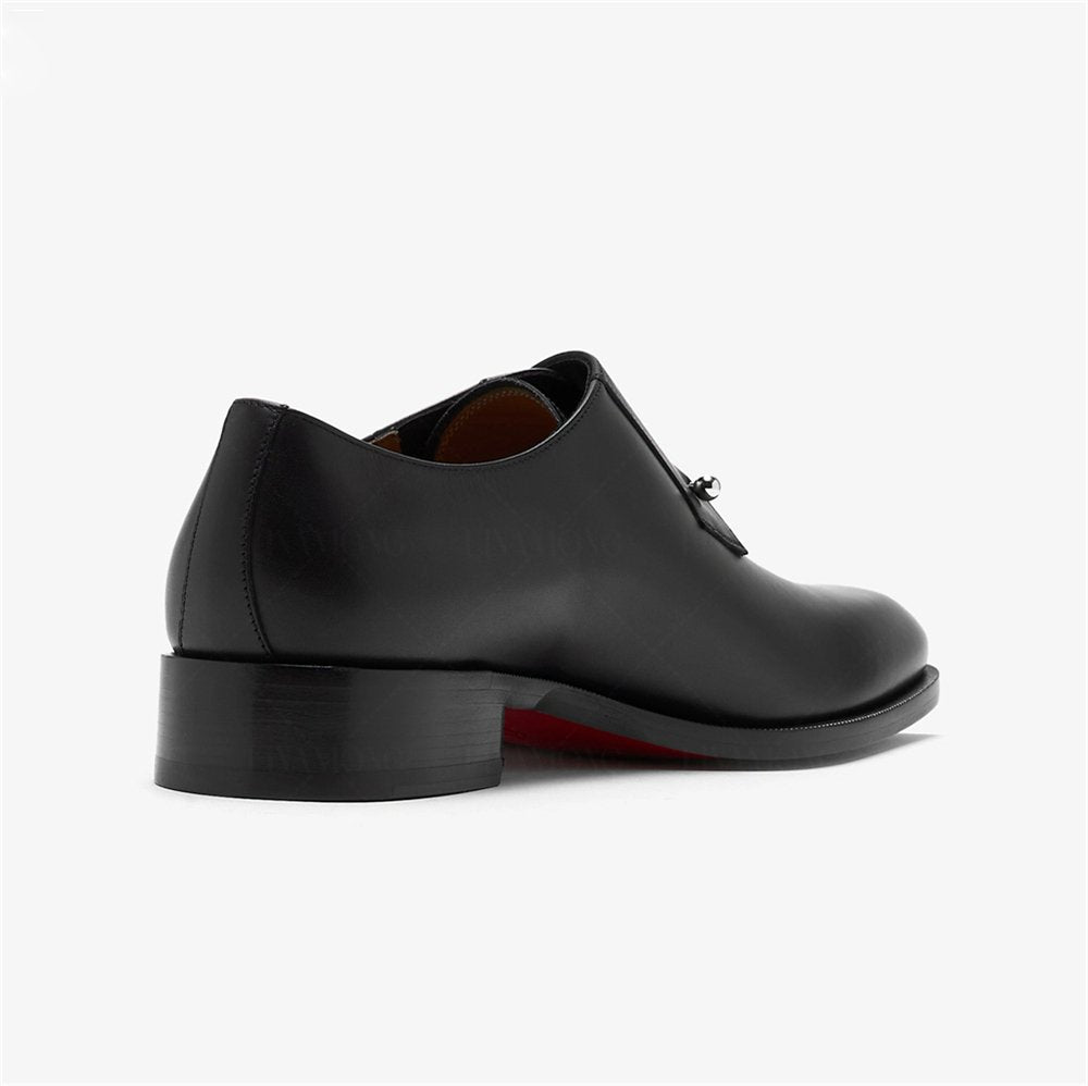 Crossed Metallic Buckle Dress Shoes