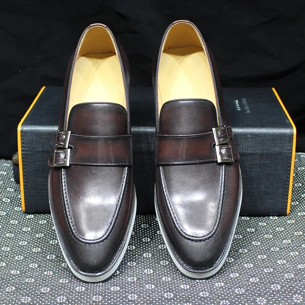 Classic Men's Double-Buckles Monk Loafers