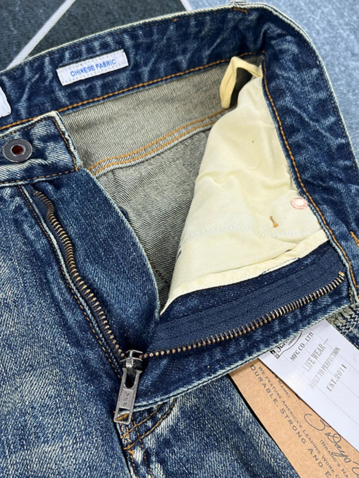 Ripped Hole Patch Straight Fit Jeans