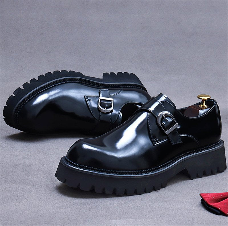 Formal Style Buckle Strap Men's Leather Shoes