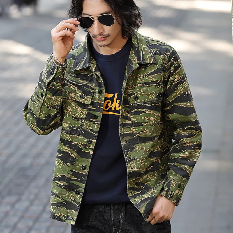 Stripe Camouflage Cargo Shirt