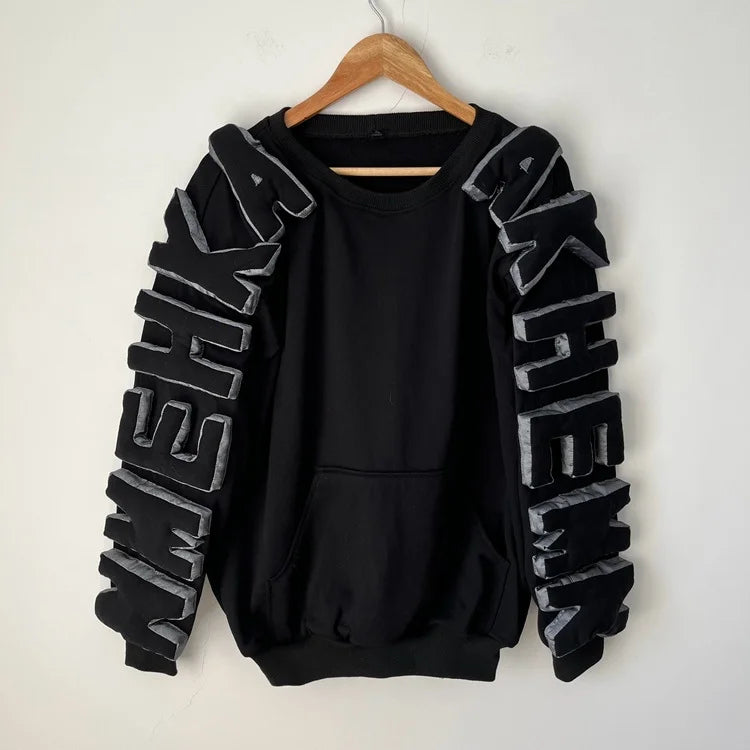 Three-Dimensional Letter On Sleeve Sweatshirt