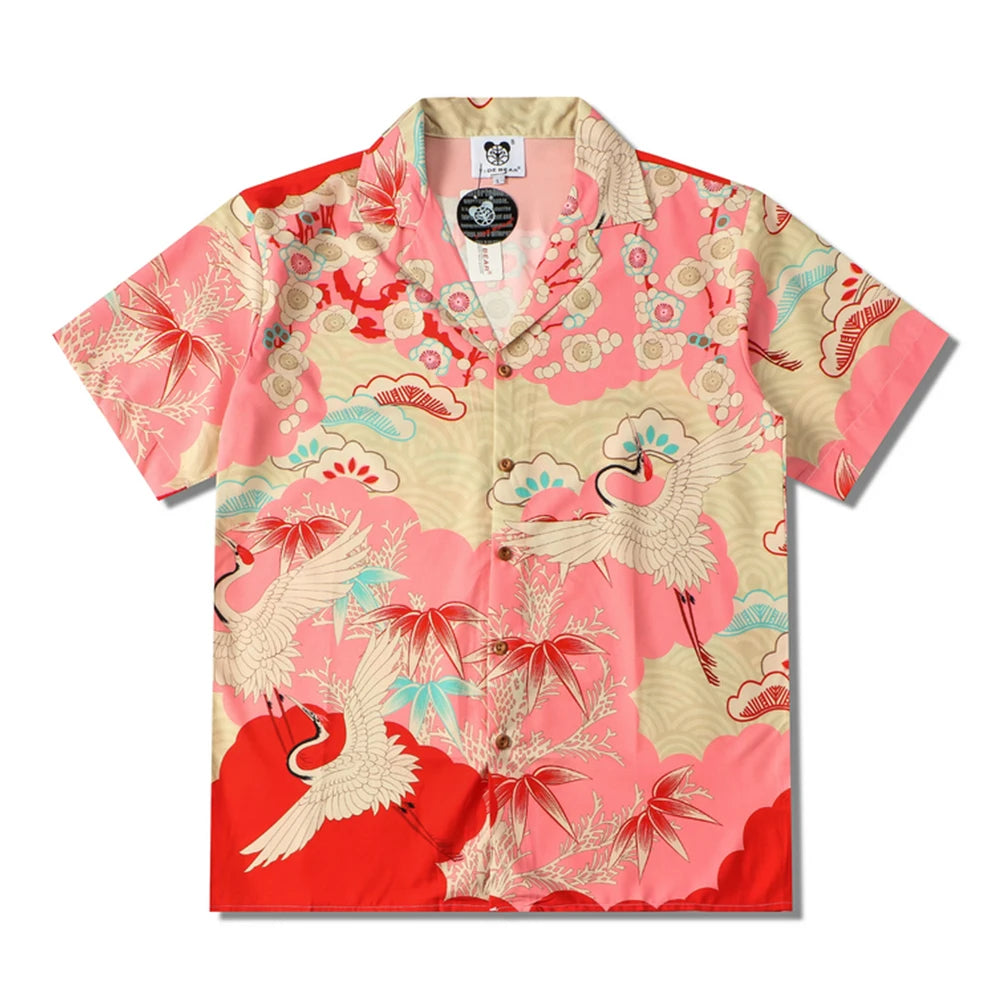 Pink Printed Pattern Hawaiian Shirt