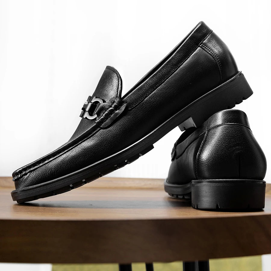 Classic Black Horsebit Dress Loafers