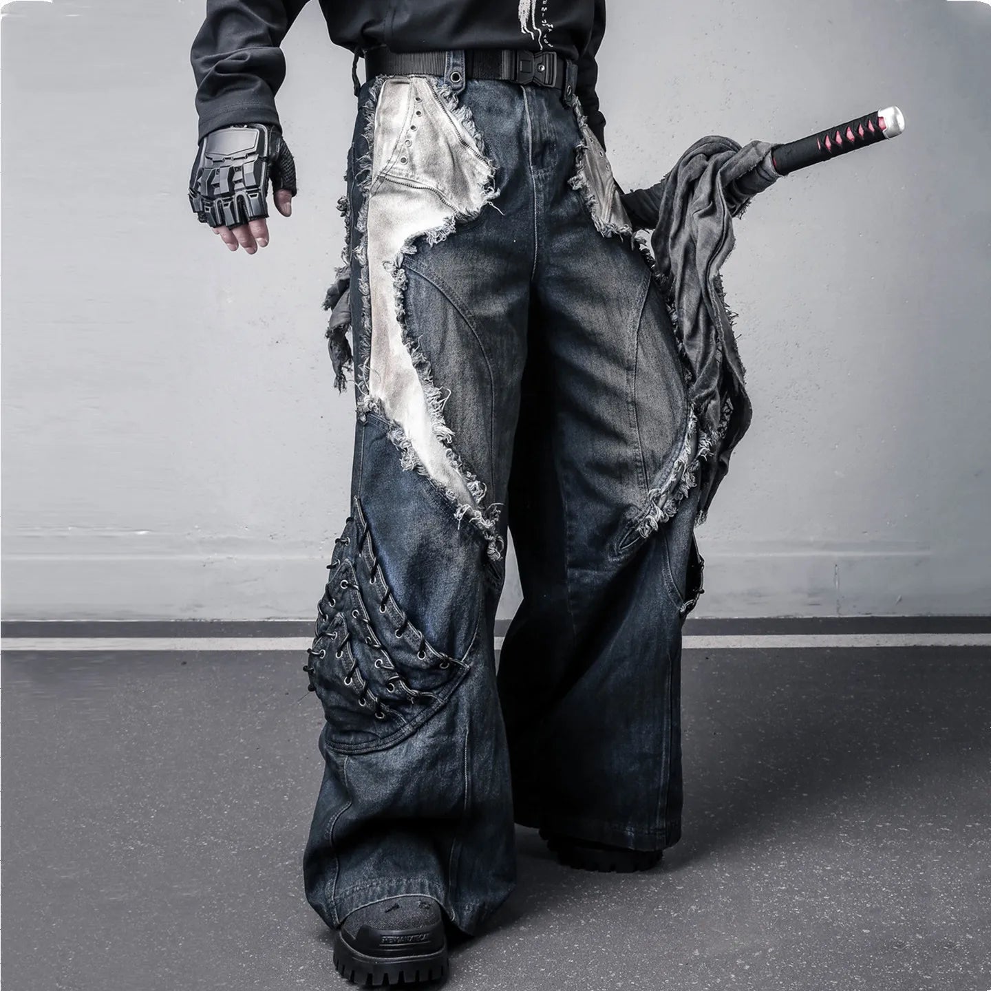 Ripped Hole Distressed Patchwork Jeans