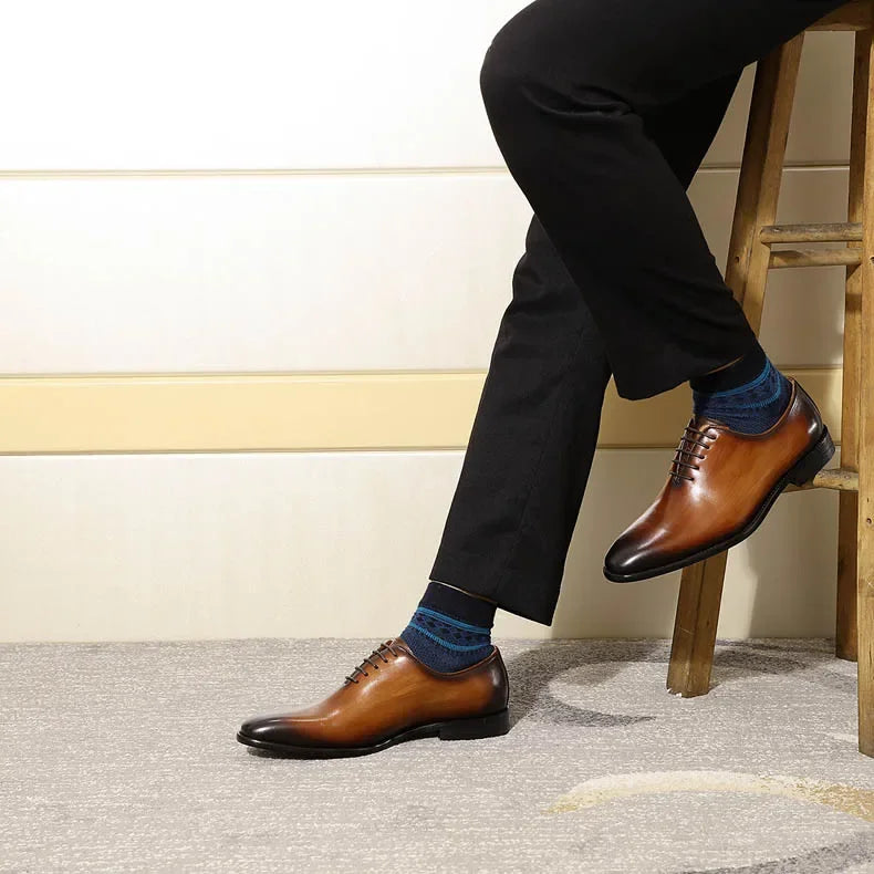 Smooth Wood Leather Men's Shoes