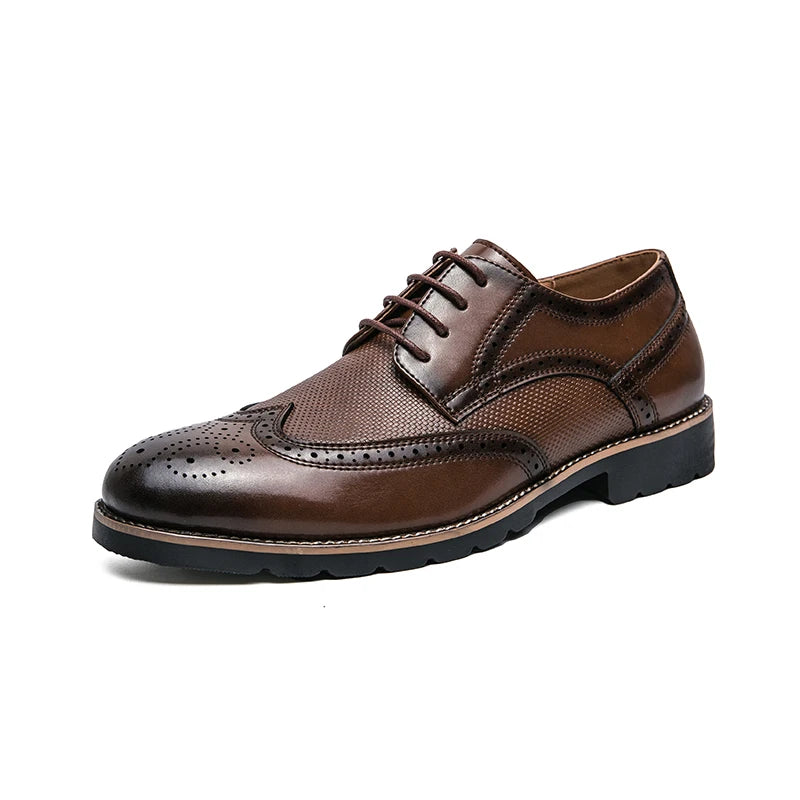 Genuine Leather Wingtip Oxford Shoes