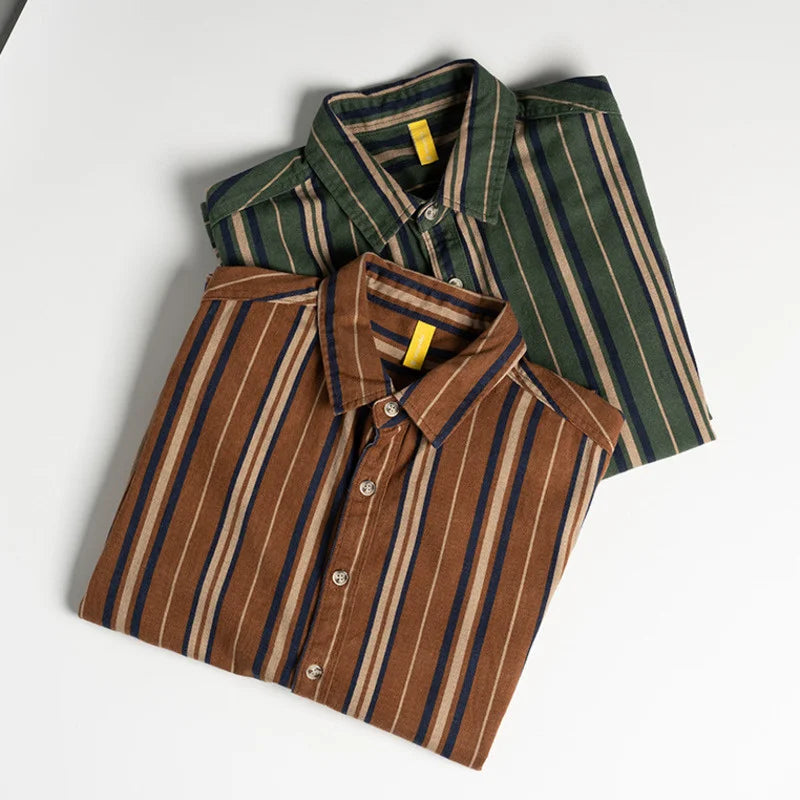 Vintage Vertical Striped Cotton Shirt